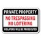 Signmission Safety Sign, 12 in Height, Aluminum, Private Prop - No Loit A-1218 Private Prop - No Loit - alternate 1